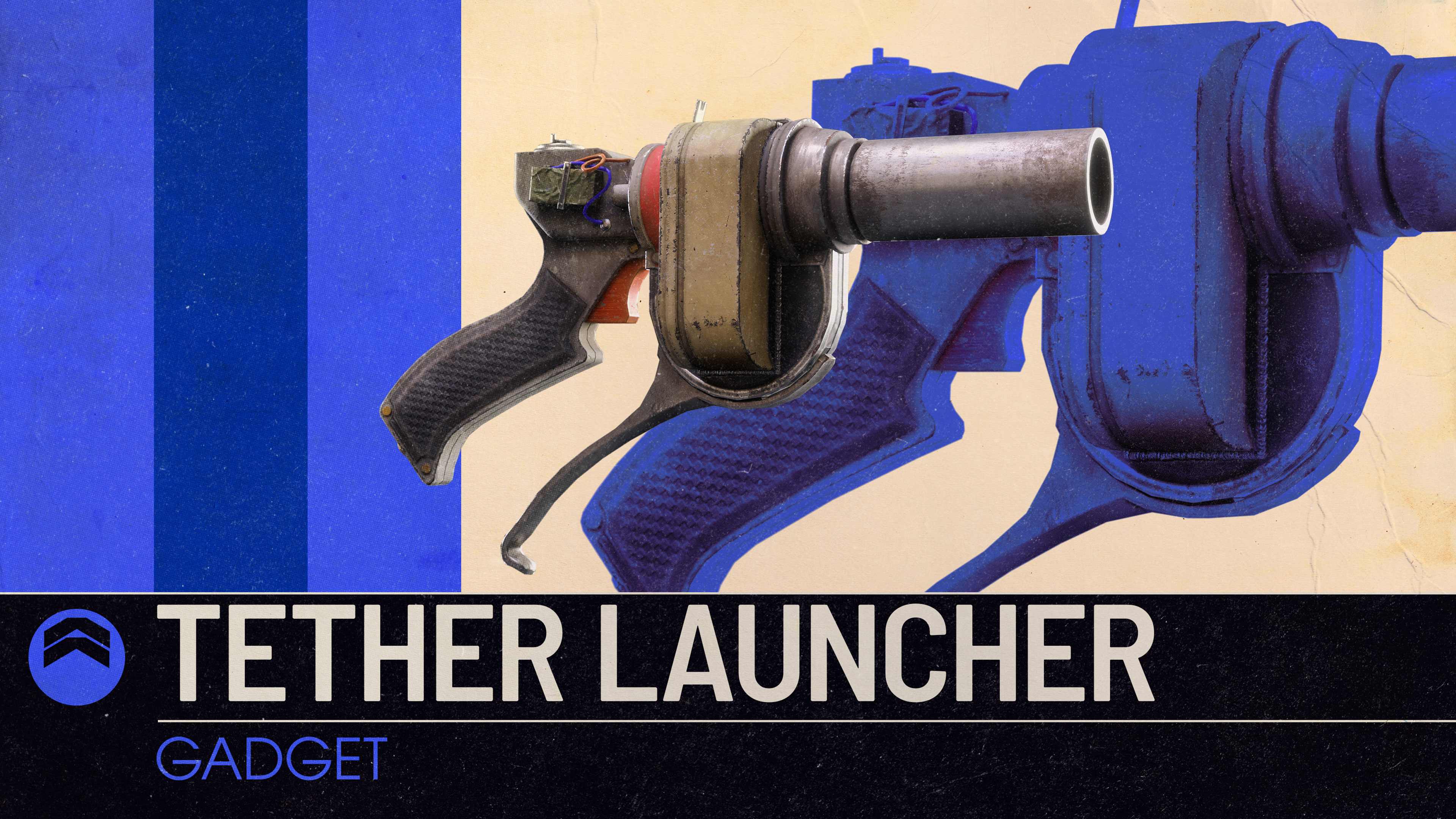 Tether launcher gadget shown on a dark plate